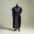 Black - Bengal Kantha Hand Embroidery Cotton Long Kaftan 08