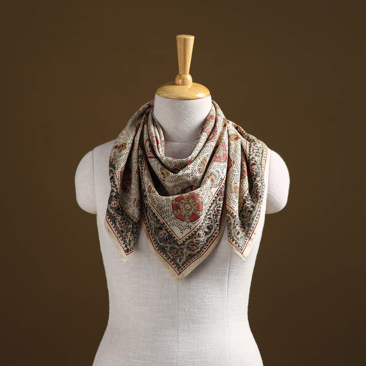 Pedana Hand Block Print Natural Dyed Cotton Kalamkari Scarf 50