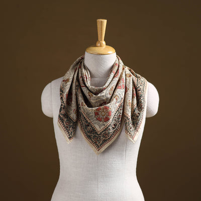 Pedana Hand Block Print Natural Dyed Cotton Kalamkari Scarf 50