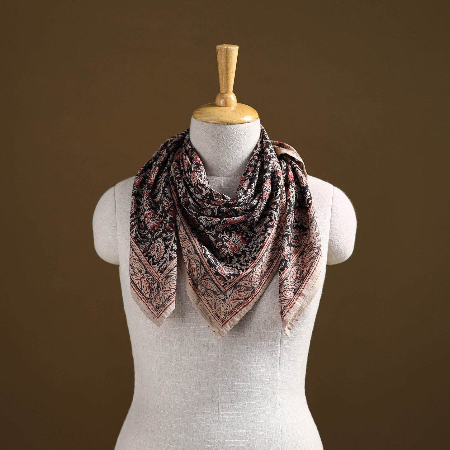 Pedana Hand Block Print Natural Dyed Cotton Kalamkari Scarf 51