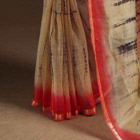 Beige - kota doria silk tie-dye shibori saree 02