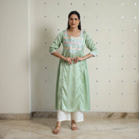 Aashvi Light Green Modal Silk Plain A-line Kurta