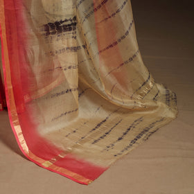 Beige - kota doria silk tie-dye shibori saree 02
