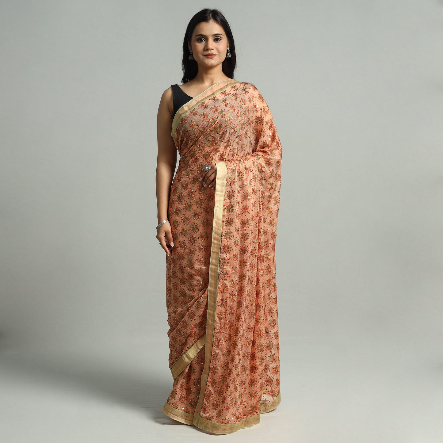 Phulkari Embroidery Saree