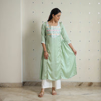 Aashvi Light Green Modal Silk Plain A-line Kurta