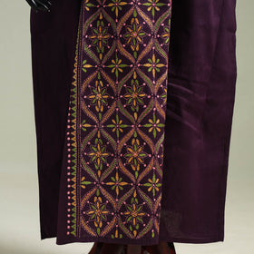 Purple - Bengal Kantha Hand Embroidery Cotton Long Kaftan 09