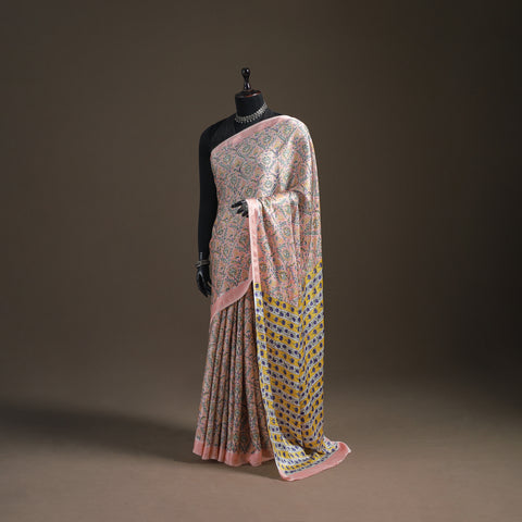 Sanganeri Hand Block Print Modal Silk Saree 06