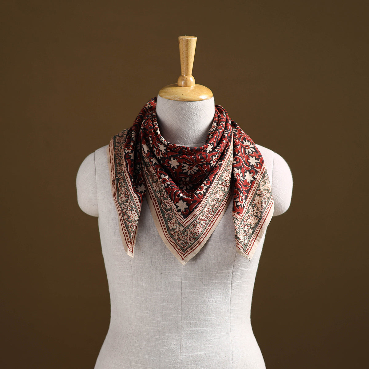 Pedana Hand Block Print Natural Dyed Cotton Kalamkari Scarf 56