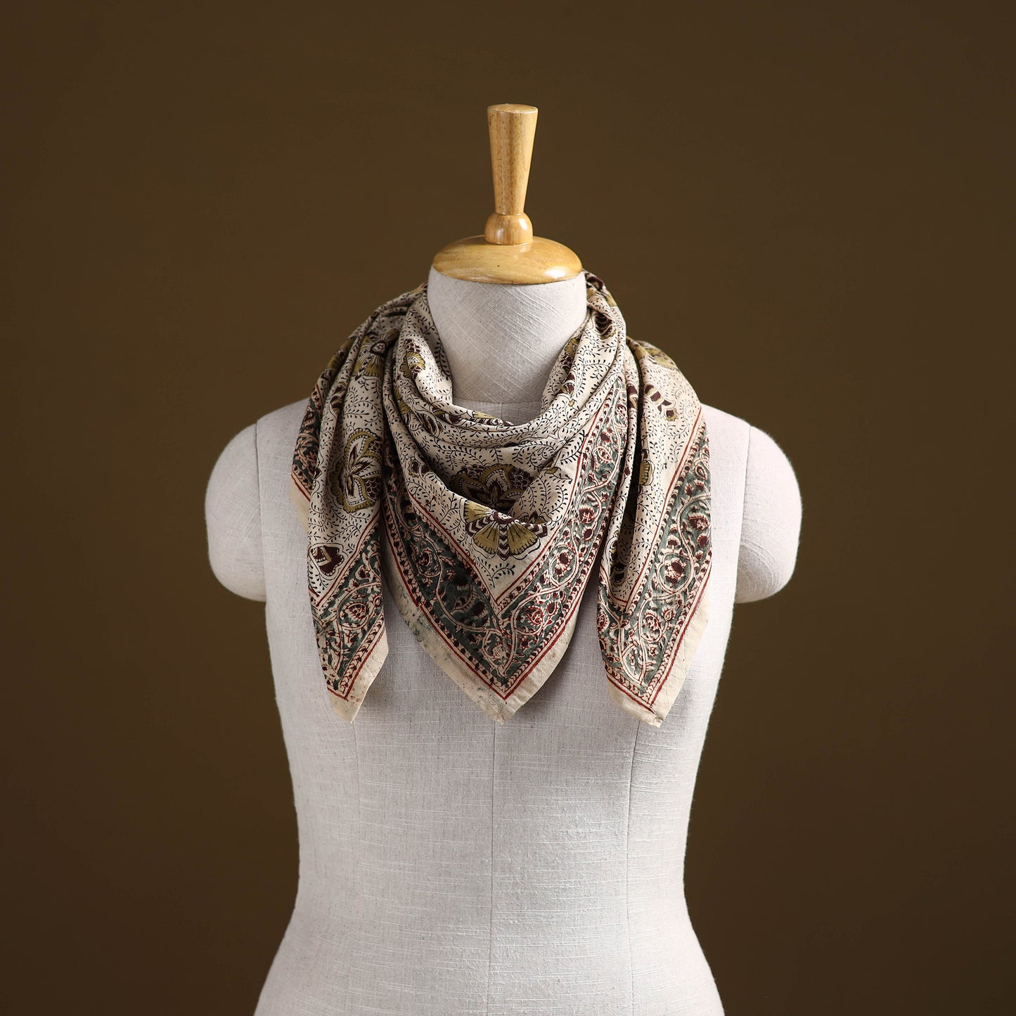 Pedana Hand Block Print Natural Dyed Cotton Kalamkari Scarf 57
