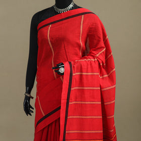 Red - Bengal Handwoven Cotton Begumpuri Saree 34