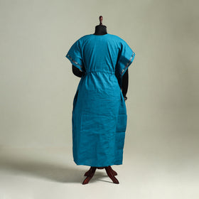 Blue - Bengal Kantha Hand Embroidery Cotton Long Kaftan 10