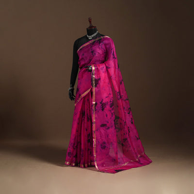 Pink - kota doria silk tie-dye shibori saree 04