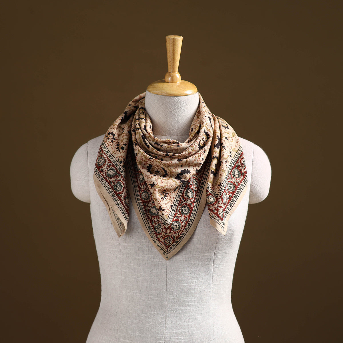Pedana Hand Block Print Natural Dyed Cotton Kalamkari Scarf 60