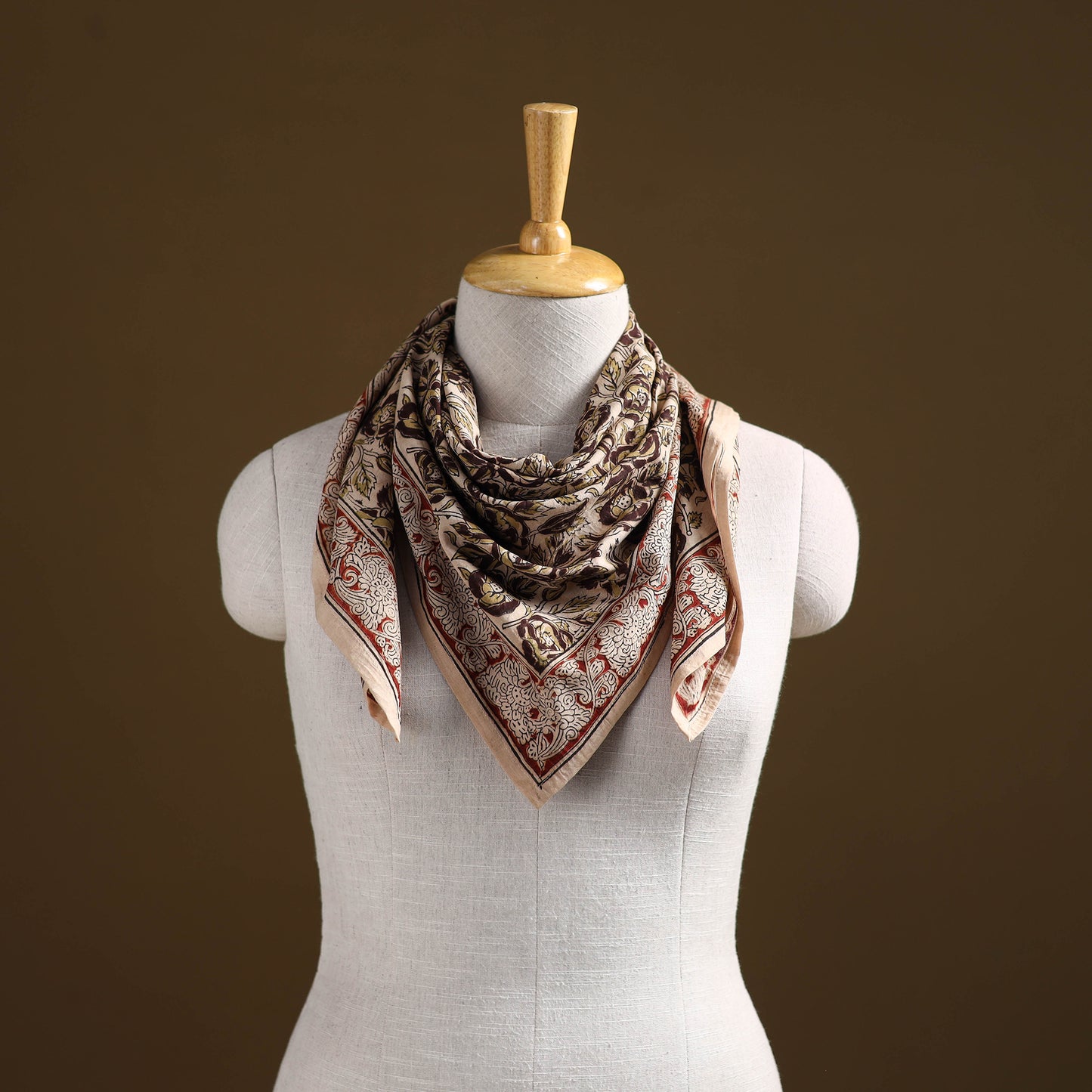 Pedana Hand Block Print Natural Dyed Cotton Kalamkari Scarf 61