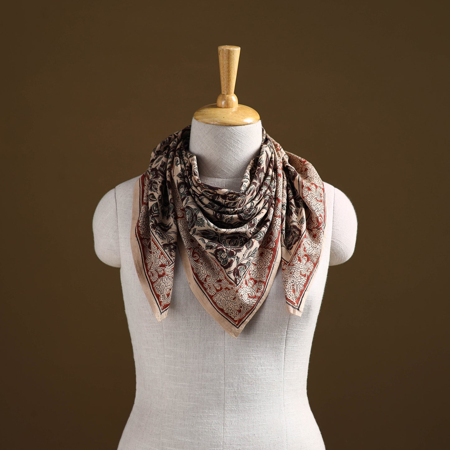 Pedana Hand Block Print Natural Dyed Cotton Kalamkari Scarf 62