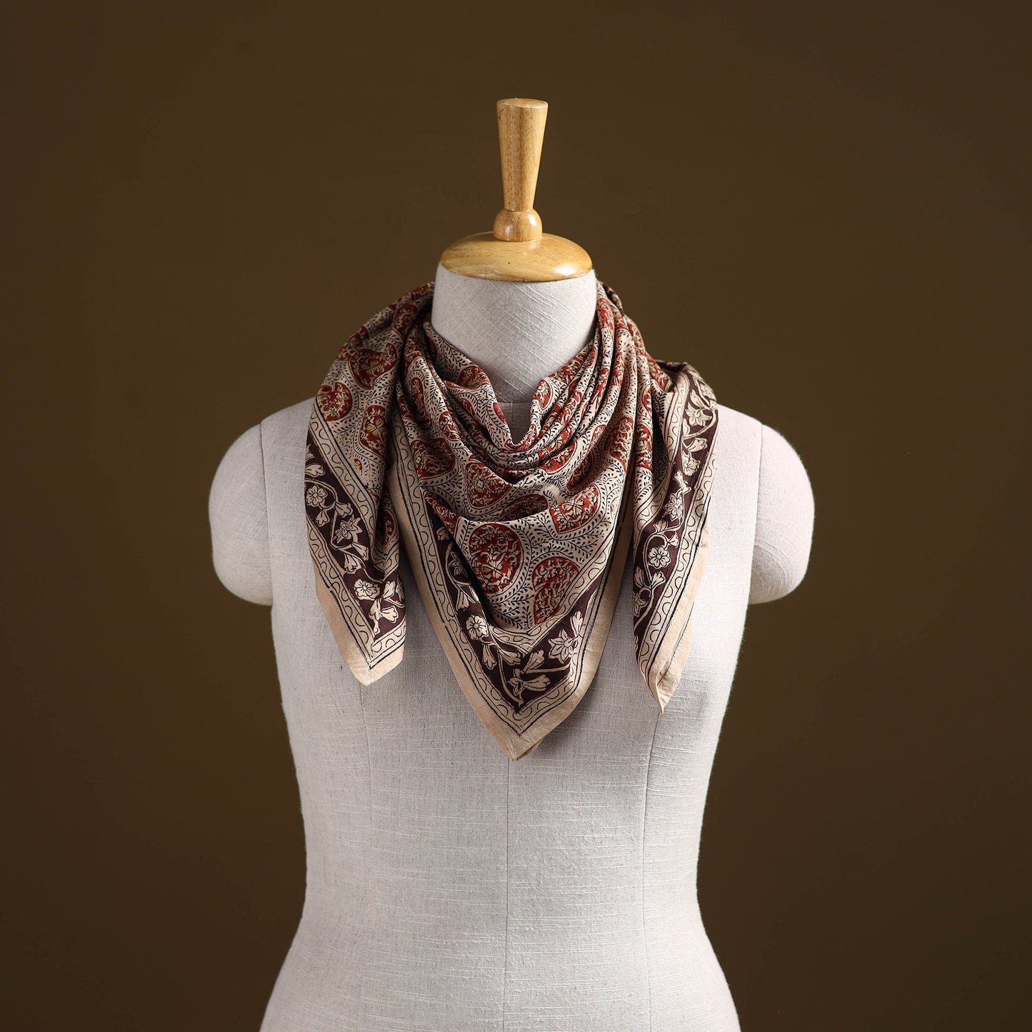 Pedana Hand Block Print Natural Dyed Cotton Kalamkari Scarf 63