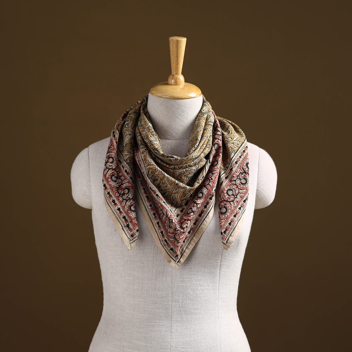 Pedana Hand Block Print Natural Dyed Cotton Kalamkari Scarf 64