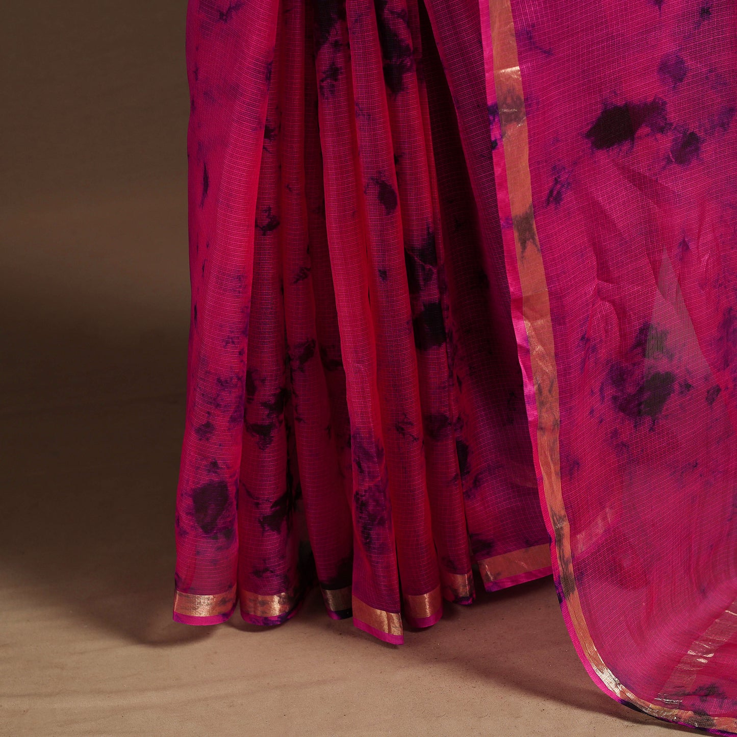 Pink - kota doria silk tie-dye shibori saree 04