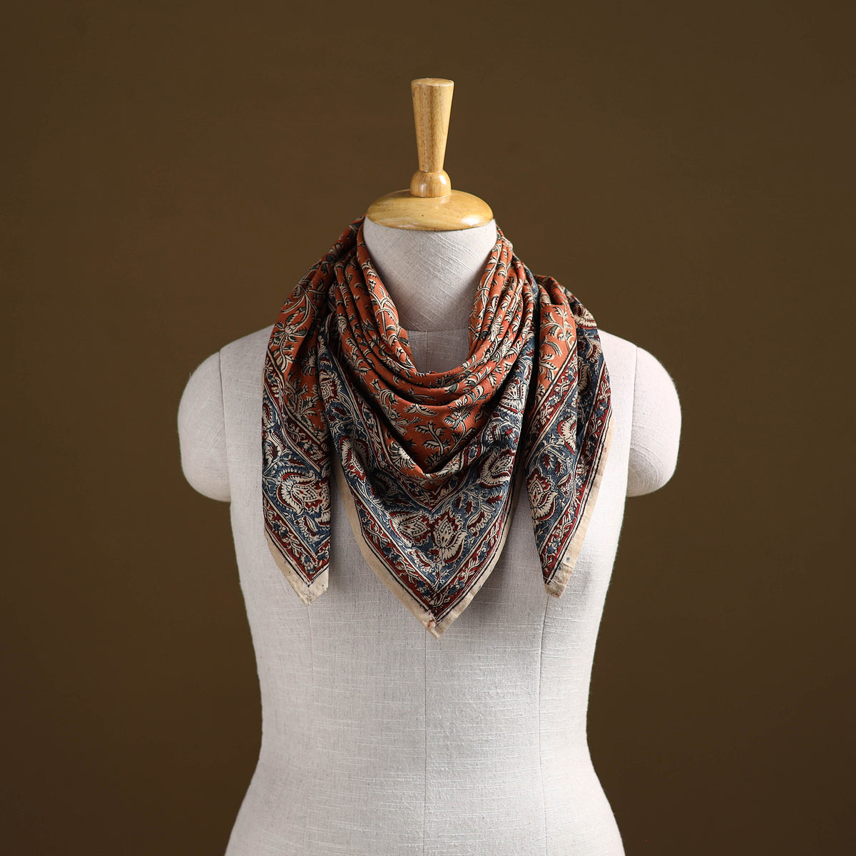 Pedana Hand Block Print Natural Dyed Cotton Kalamkari Scarf 66