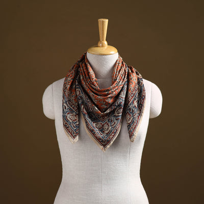 Pedana Hand Block Print Natural Dyed Cotton Kalamkari Scarf 66