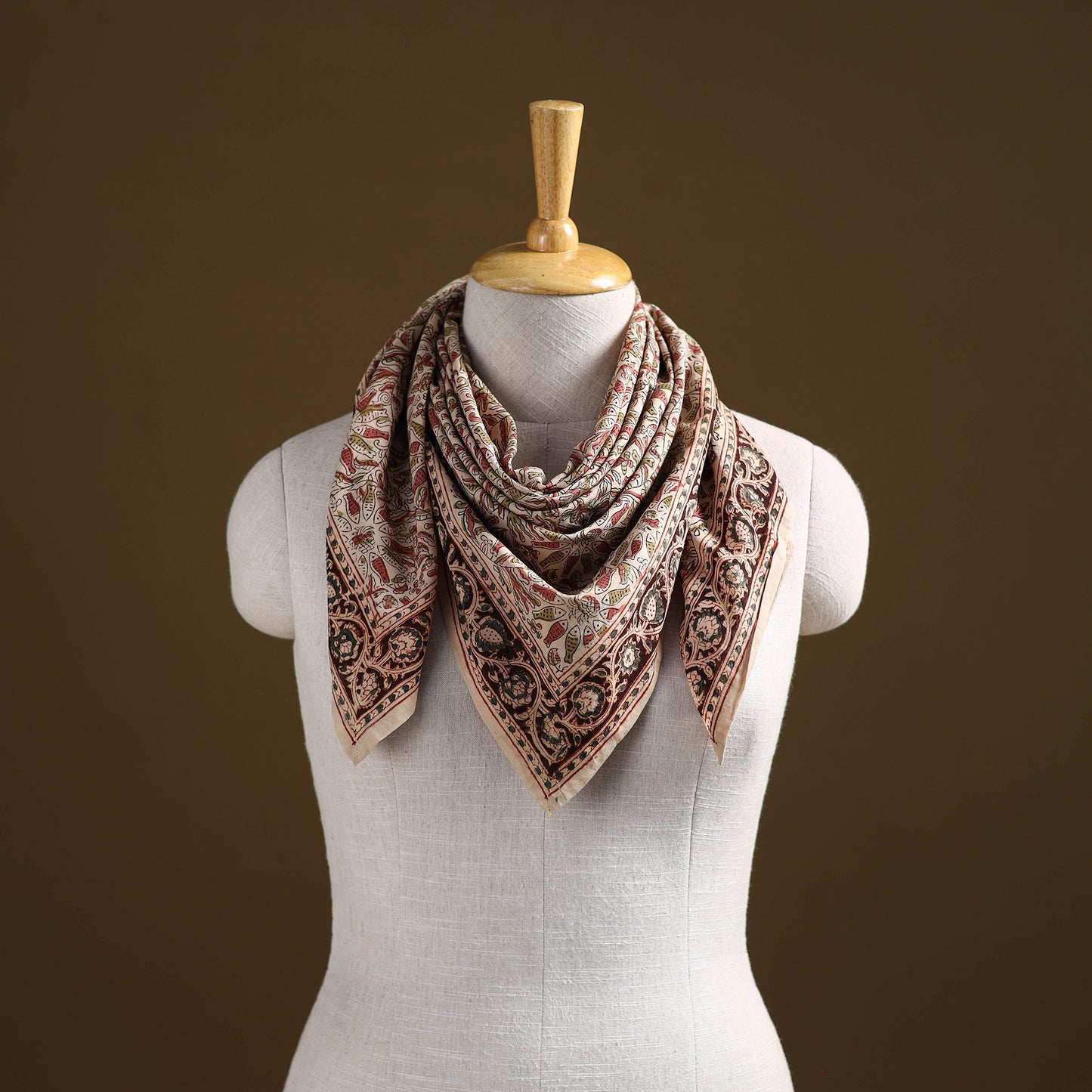 Pedana Hand Block Print Natural Dyed Cotton Kalamkari Scarf 67