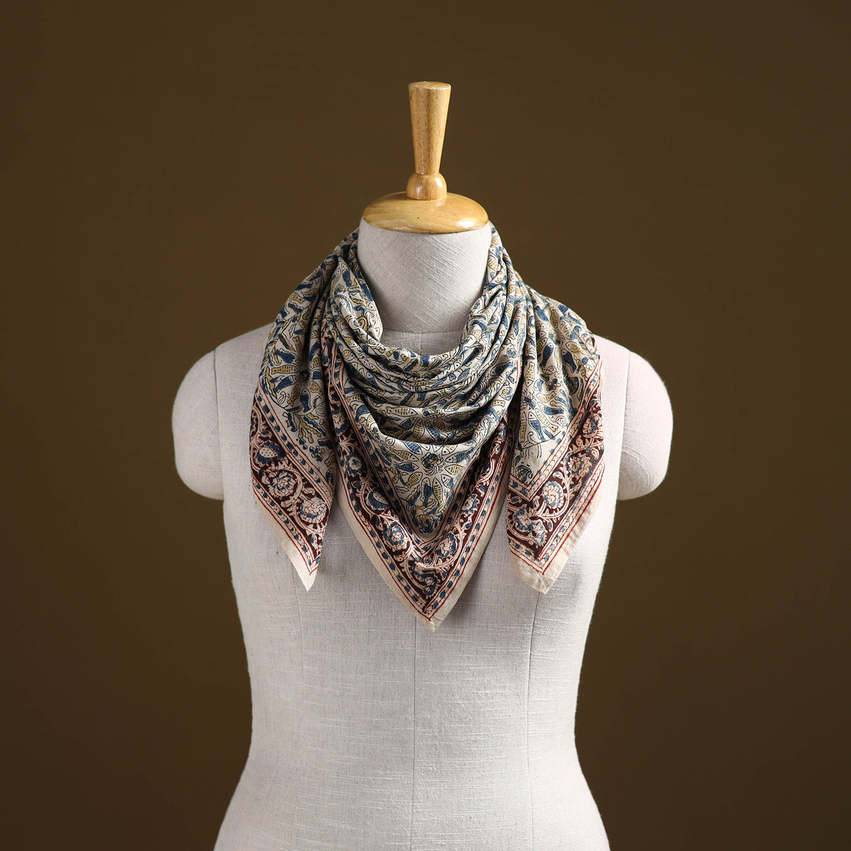 Pedana Hand Block Print Natural Dyed Cotton Kalamkari Scarf 68