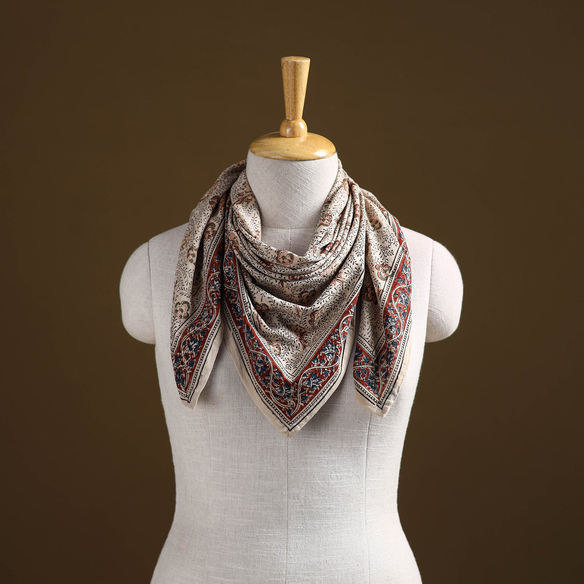 Pedana Hand Block Print Natural Dyed Cotton Kalamkari Scarf 69