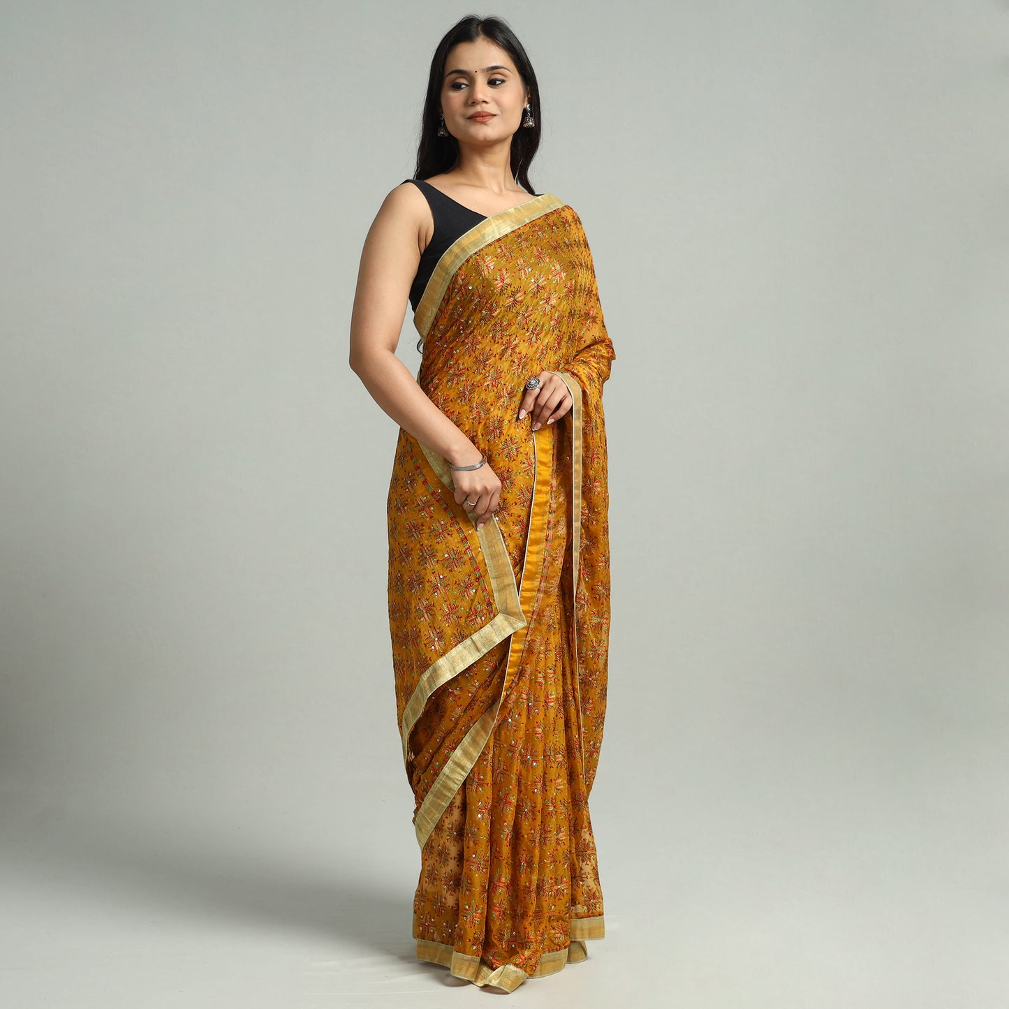 Phulkari Embroidery Saree