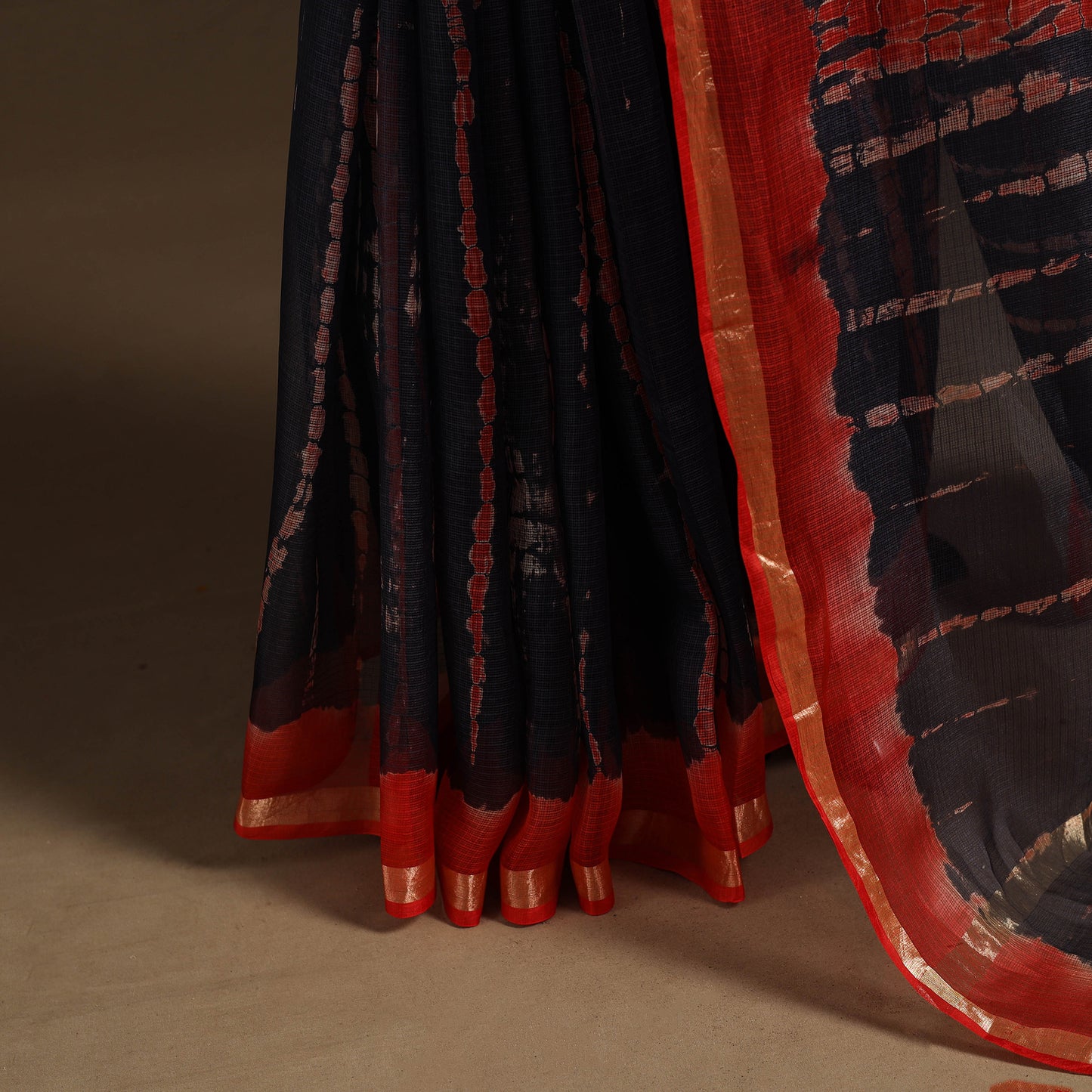 Black - kota doria silk tie-dye shibori saree 05