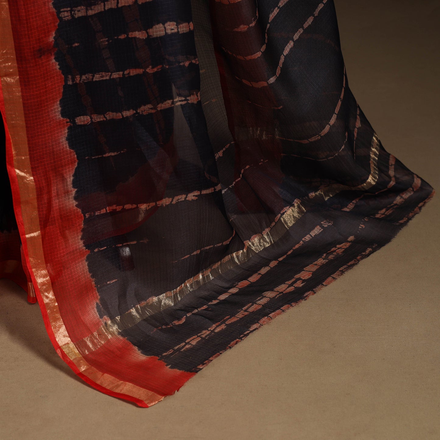 Black - kota doria silk tie-dye shibori saree 05