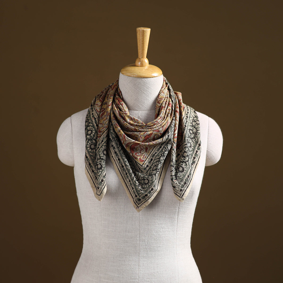 Pedana Hand Block Print Natural Dyed Cotton Kalamkari Scarf 71