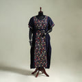 Blue - Bengal Kantha Hand Embroidery Cotton Long Kaftan 16
