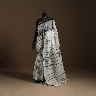 White - kota doria silk tie-dye shibori saree 06