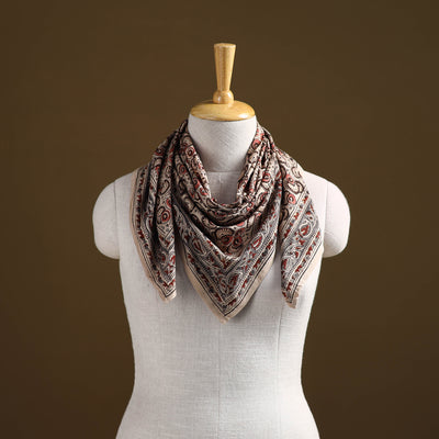 Pedana Hand Block Print Natural Dyed Cotton Kalamkari Scarf 75