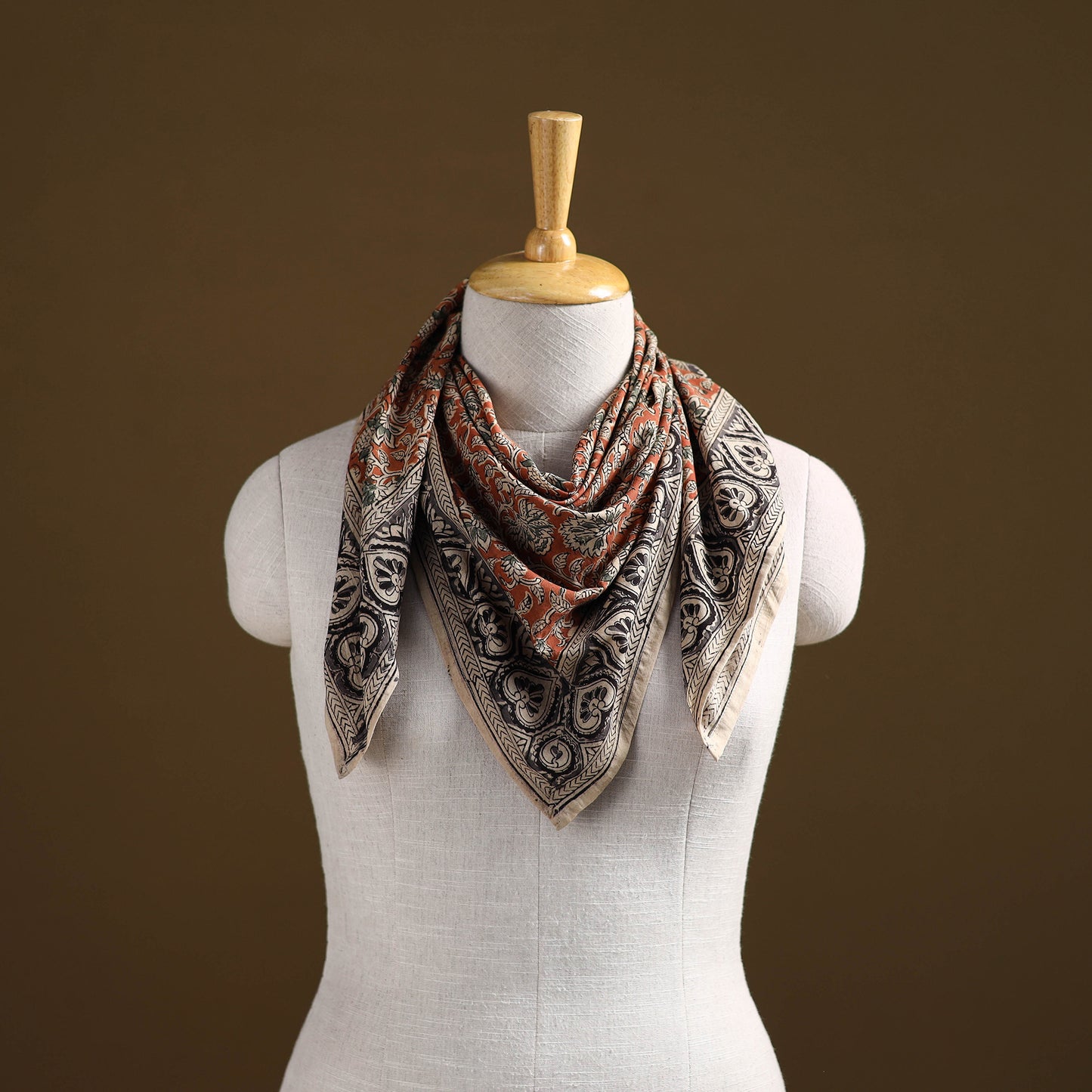 Pedana Hand Block Print Natural Dyed Cotton Kalamkari Scarf 76
