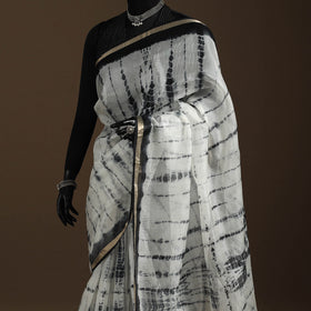 White - kota doria silk tie-dye shibori saree 06