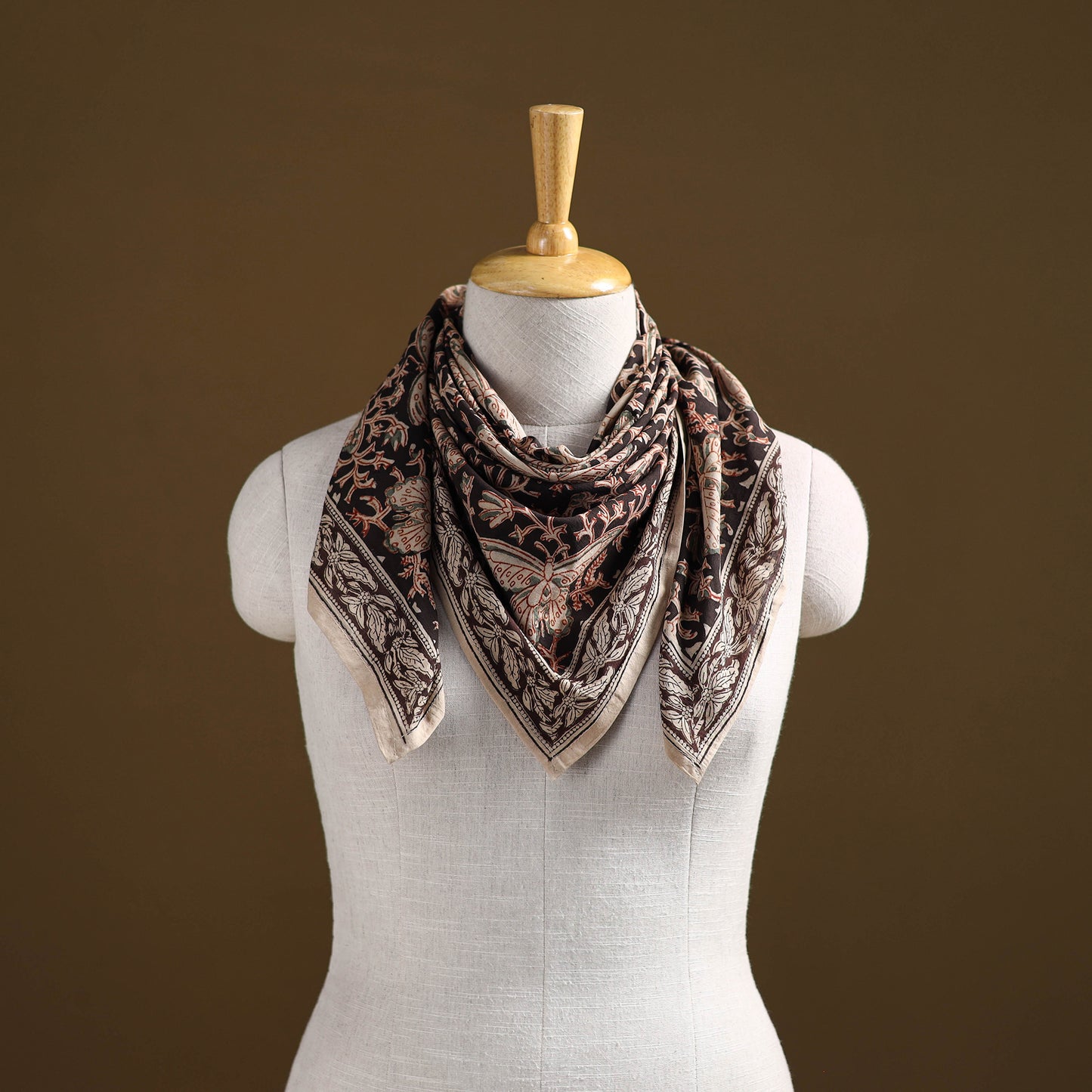 Pedana Hand Block Print Natural Dyed Cotton Kalamkari Scarf 77