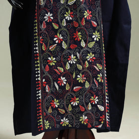 Blue - Bengal Kantha Hand Embroidery Cotton Long Kaftan 16