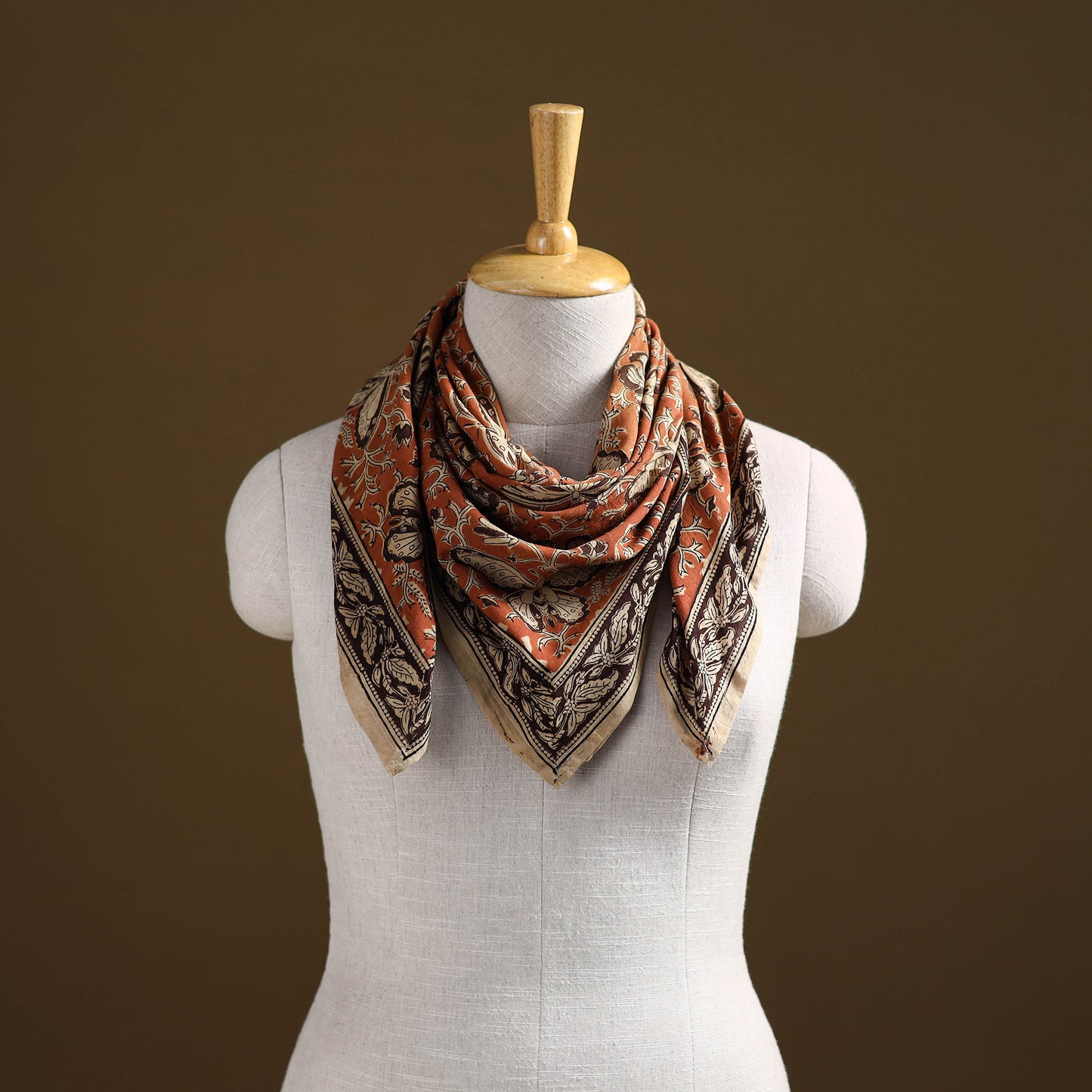 Pedana Hand Block Print Natural Dyed Cotton Kalamkari Scarf 78