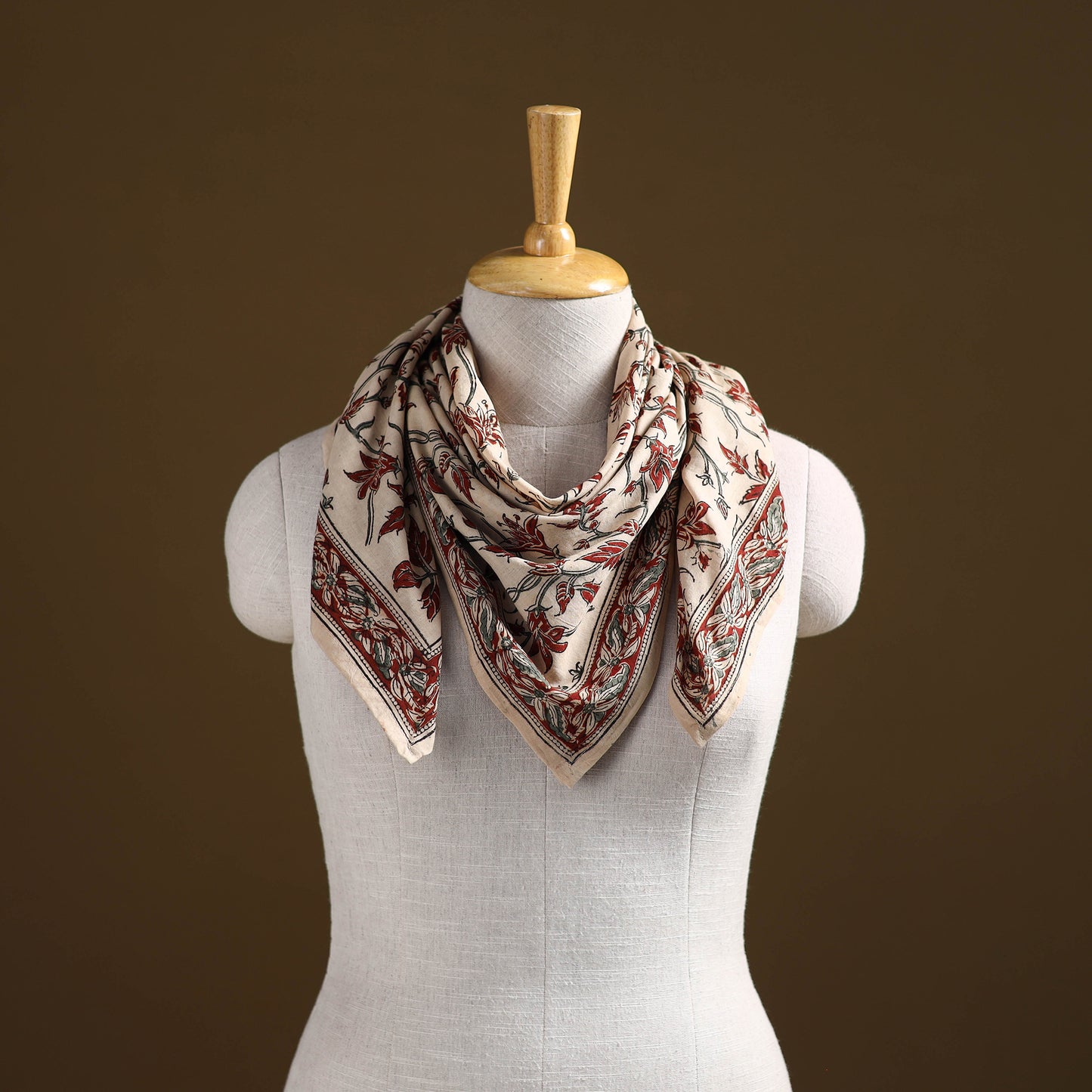 Pedana Hand Block Print Natural Dyed Cotton Kalamkari Scarf 80