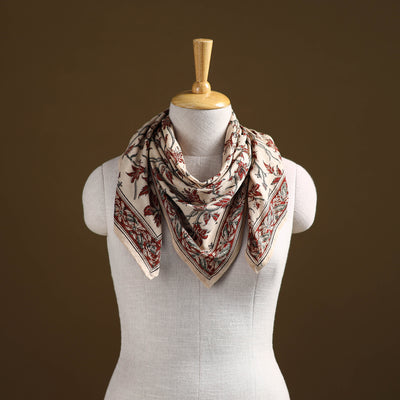 Pedana Hand Block Print Natural Dyed Cotton Kalamkari Scarf 80