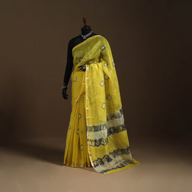 Yellow - kota doria silk tie-dye shibori saree 07