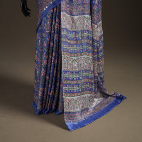 Modal Silk Mirror Work Sanganeri Hand Block Print Saree 10