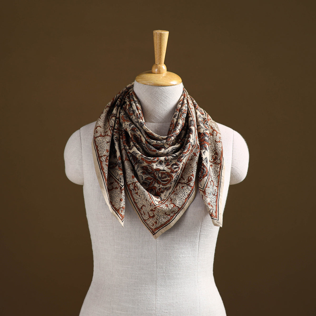 Pedana Hand Block Print Natural Dyed Cotton Kalamkari Scarf 81