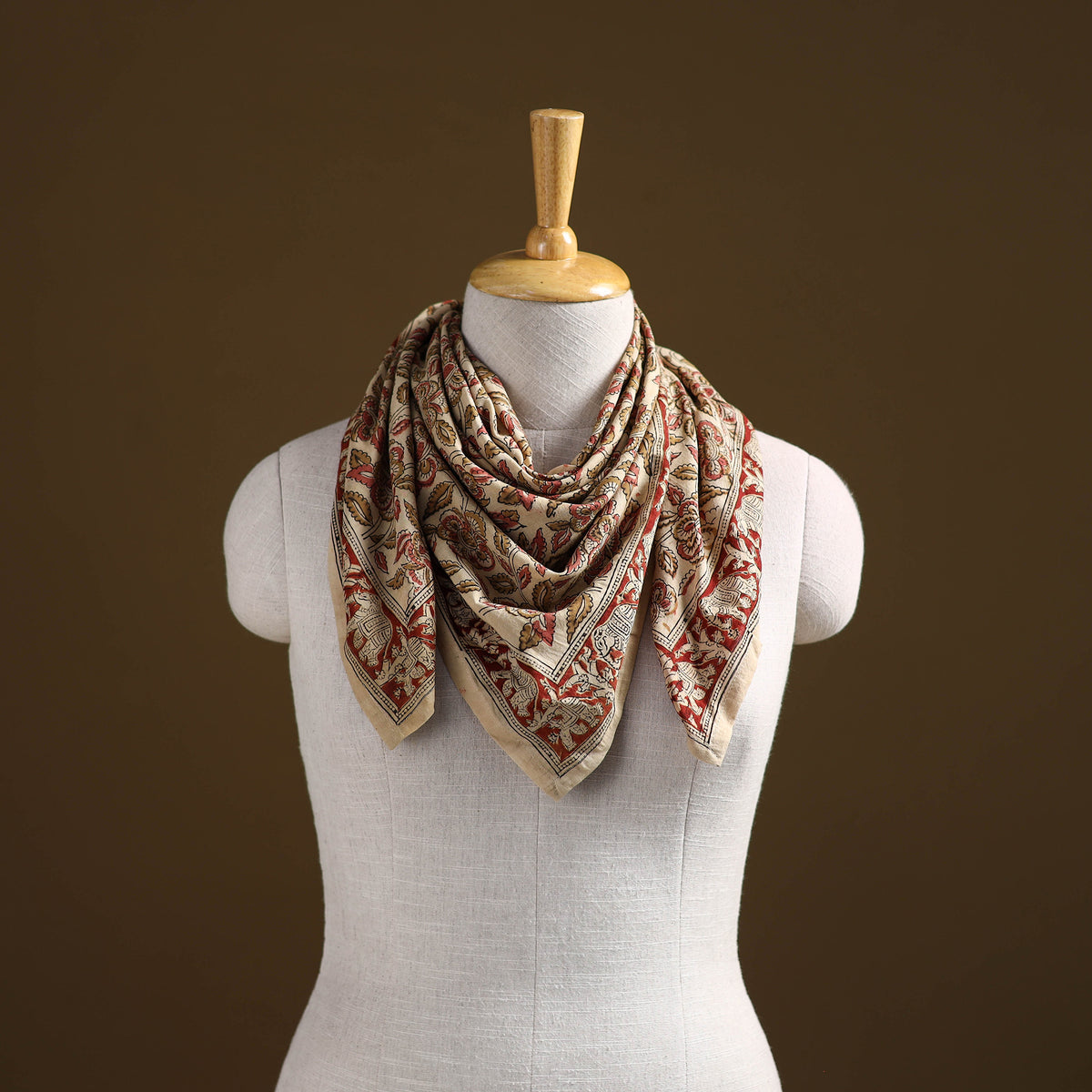 Pedana Hand Block Print Natural Dyed Cotton Kalamkari Scarf 82