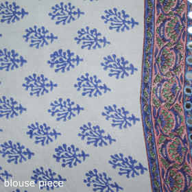Modal Silk Mirror Work Sanganeri Hand Block Print Saree 10