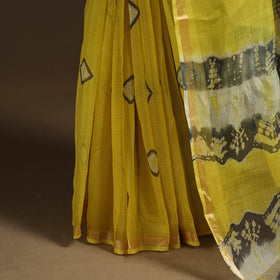 Yellow - kota doria silk tie-dye shibori saree 07