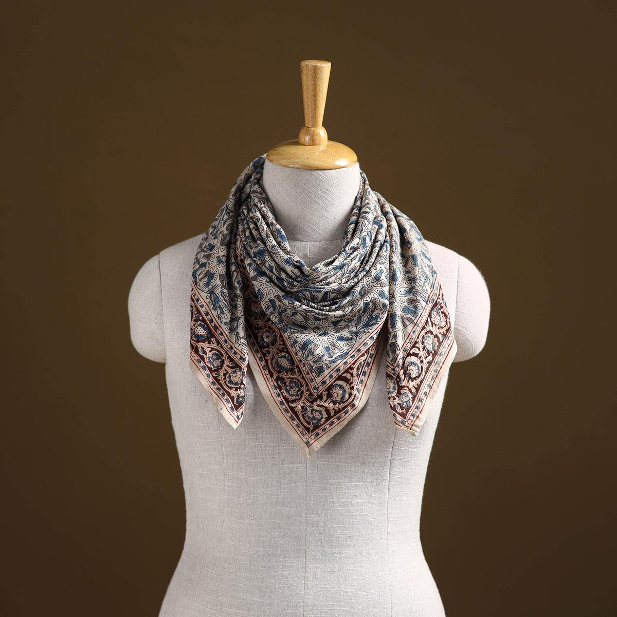 Pedana Hand Block Print Natural Dyed Cotton Kalamkari Scarf 83
