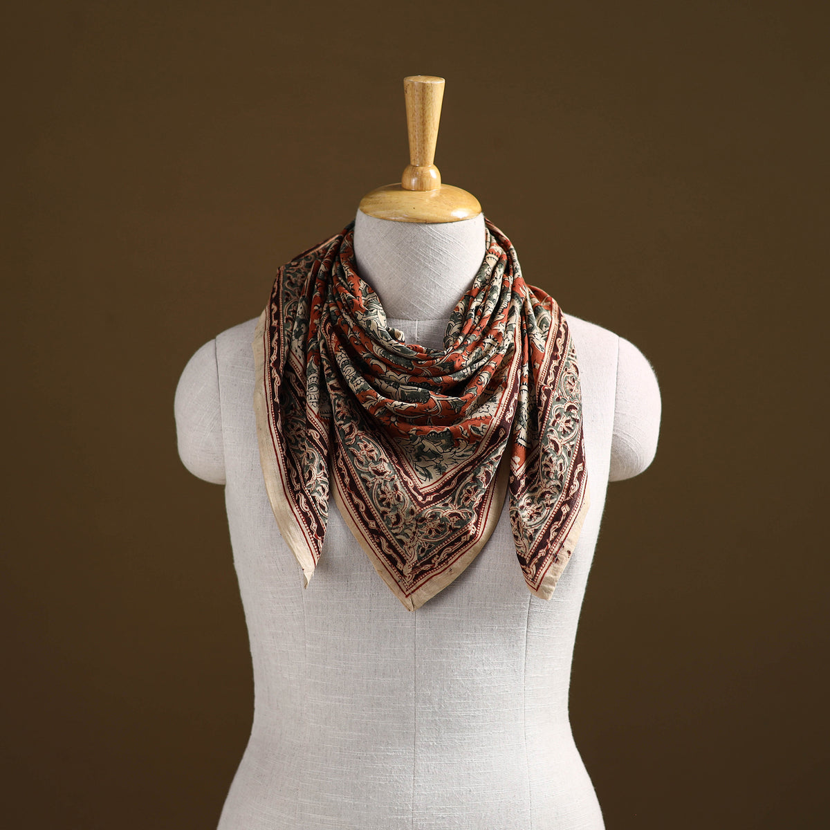 Pedana Hand Block Print Natural Dyed Cotton Kalamkari Scarf 84
