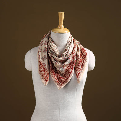 Pedana Hand Block Print Natural Dyed Cotton Kalamkari Scarf 85